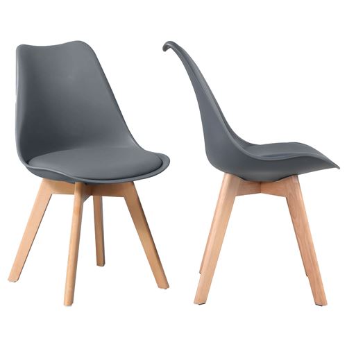 Lot de 4 chaises scandinaves MARIA grises avec coussin Lot de 4 chaises scandinaves MARIA grises avec coussin