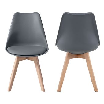 Lot de 4 chaises scandinaves MARIA grises avec coussin Lot de 4 chaises scandinaves MARIA grises avec coussin