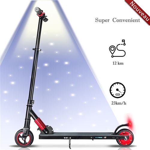 Trotinette électrique pliable noir&rouge vitesse maximale 23km/h 5.0AH frein arrière métallique cache câble avec moteur arrière