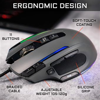 Souris gaming filaire The G-Lab Kult Nitrogen Core Noir