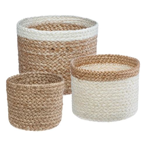 Non Communiqué Beige Atmosphera Créateur D'intérieur - Lot De 3 Paniers "Seagrass" 18Cm Blanc & Naturel