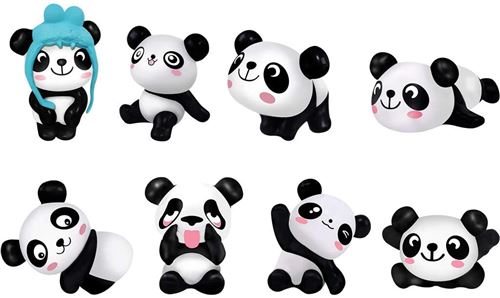 Lot de 8 figurines de panda ALlBiz - Joli panda, lot de figurines animales, cadeau de fête/décoration de gâteau
