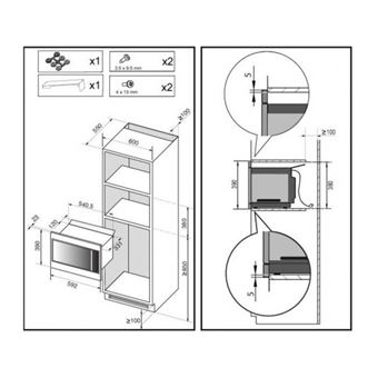 Brandt BMS7120X - Four micro-ondes monofonction - intégrable - 26 litres - 900 Watt - noir/inox