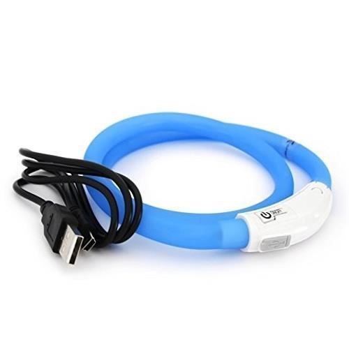 Comparer les prix de DUVO Anneau Lumineux Seecurity Flash Light Ring USB Silicone - 70 cm - Bleu - Pour chien