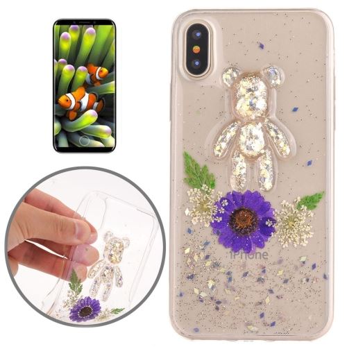Iphone X / Xs Coque Protection Tpu Effet Fleurs Seché Violet Als81703