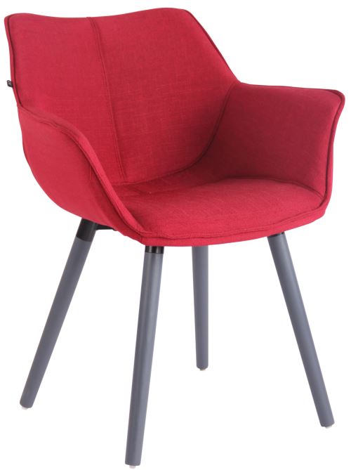 Chaise de salle à manger Zack V2 Tissu - Piètement Gris - Couleur Rouge