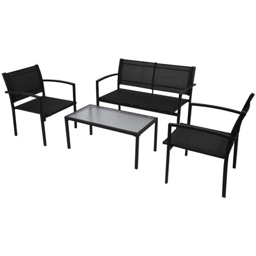 Vidaxl Noir Salon De Jardin 4 Pcs Textilène - Image 1