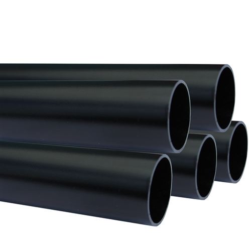 Lot de 5_Tube aluminium anodisé longueur 100 cm Ø 30 mm Noir