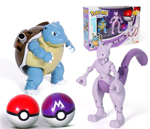 Set de 2 pièces Figurine Pokémon Blastoise + Mewtwo modèle d'action ensemble de jouets pour enfants 9-13 cm