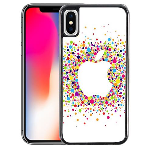 Coque pour iPhone XS logo apple multicolore