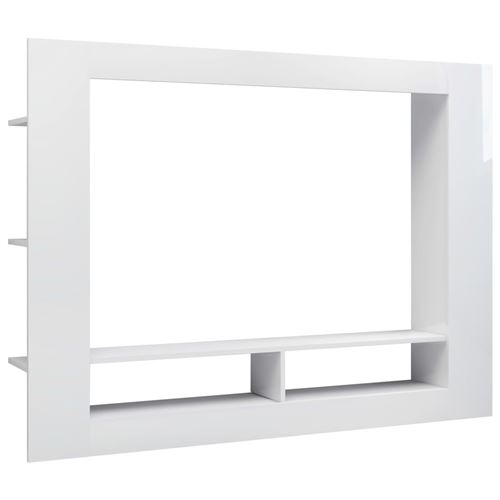 vidaXL Meuble TV Blanc brillant 152x22x113 cm Aggloméré