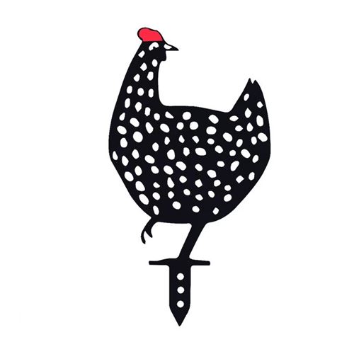 5Pcs Décoration de jardin poulet noir Art de cour Ornements insert de carte