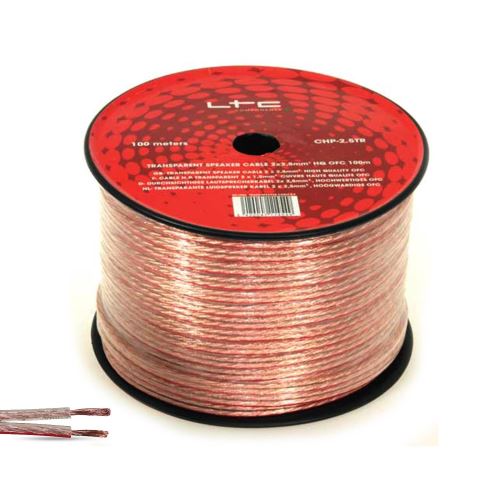 Bobine de 100M - Câble haut-parleur 2 x 0,75 mm² - Transparent - Ibiza Sound CHP0.75TR