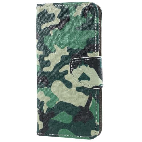 Etui en PU croix d'impression stand de texture avec les détenteurs de carte en tissu camouflage pour Samsung Galaxy S9+