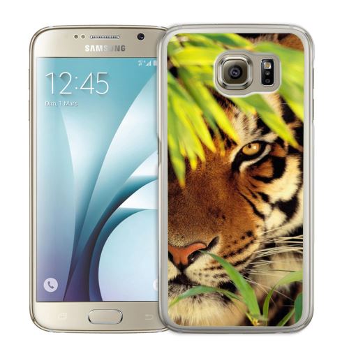 Coque pour Samsung Galaxy S6 Edge tigre feuilles