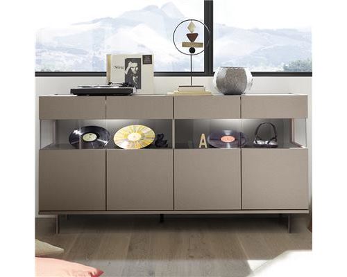 Bahut lumineux 4 portes design taupe PALERMO 7