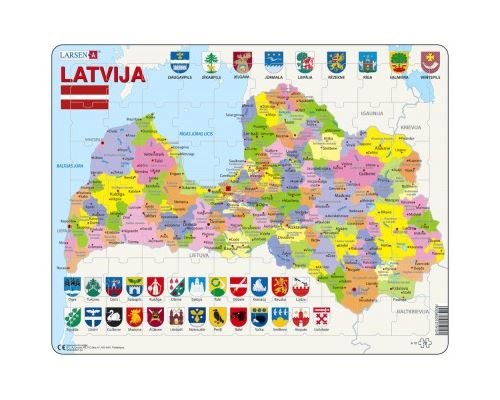 Puzzle 70 Pièces : Puzzle Cadre - Carte de la Lettonie (en Letton), Larsen