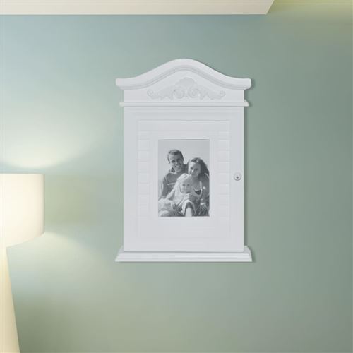 VIDAXL - Armoire à clés avec cadre photo - Blanc - 22,5 x 6,5 x 34,5 cm - Image 2