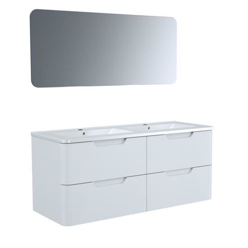 Meuble salle de bain L 120 - 2 tiroirs + vasque - Blanc - RONDO
