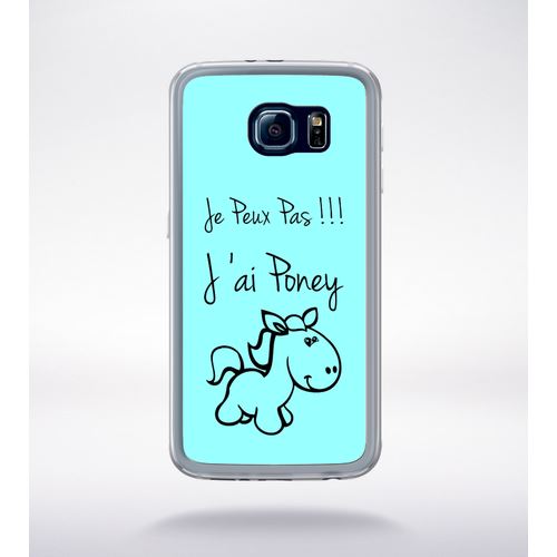 Coque Citation Poney Turquoise Compatible Samsung Galaxy S6 Transparent