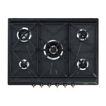 Smeg Coloniale SRV876AOGH - Table de cuisson au gaz - 5 plaques de cuisson - Niche - largeur : 55.5 cm - profondeur : 47.8 cm - anthracite mat/laiton antique - 1