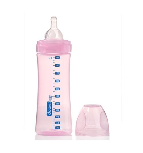 Dodie biberon initiation+ 330ml rose danseuse +6 mois tétine ronde 3 vitesses débit 3