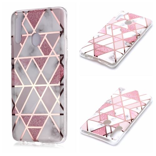 Coque en TPU motif marbre IMD or rose blanc/rose pour votre Samsung Galaxy A20s