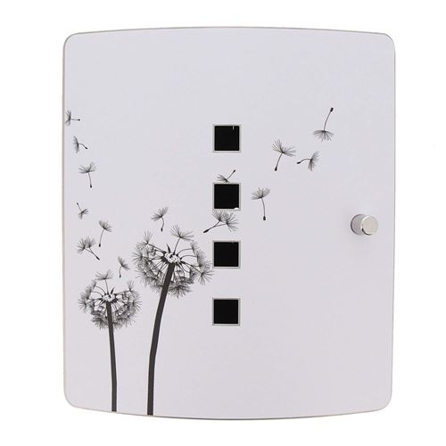 Burg-Wächter Porte en Acier Inoxydable Murale Boîte à clés avec 10 Crochets Fermeture magnétique Pratique Imprimé Pissenlit, 240 mm 6204/10 NI