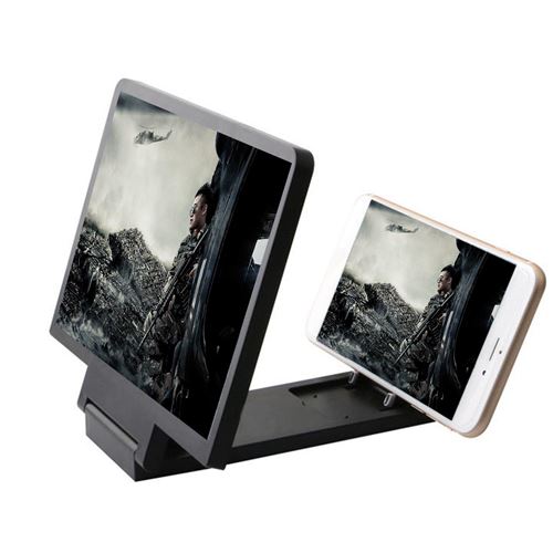 support d'expander amplificateur d'écran visuel de loupe de l'écran 3D de téléphone portable se pliant a augmenté Noir