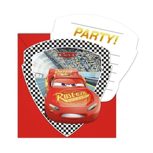 6 cartes invitation cars race