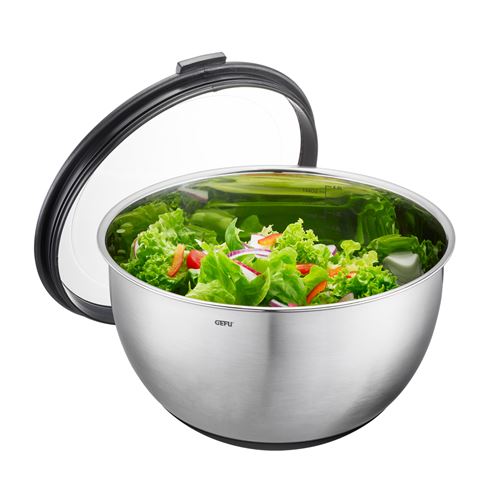 Non Communiqué Argent Bol En Acier Inoxydable Muovo 24 Cm Avec Couvercle - Gefu - / Métallique - Acier Inoxydable (Inox)