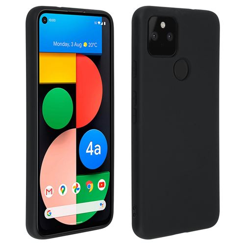 Avizar Coque pour Google Pixel 4A 5G Silicone Semi-rigide Finition Soft Touch Noir