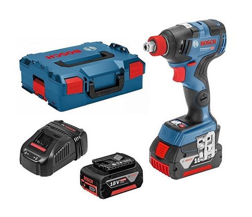 Boulonneuse, Clé à Choc Bosch Gdx 18 V-200 C Professional 18 V Brushless Visseuse à Chocs Sans Fil + Boîtier L-Boxx + 2X Batteries Gba 18 V 5,0 Ah + Chargeur ( 0 601 9G4 201