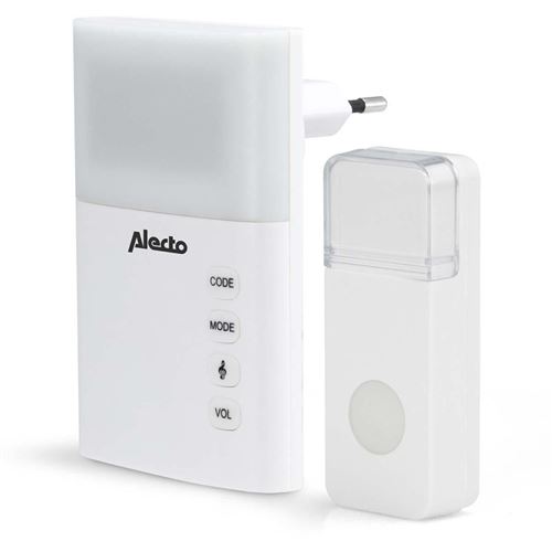Alecto Blanc Sonnette Sans Fil Alimentation Secteur 36 Mélodies Avec Indicateur Led - Neuf - Image 3