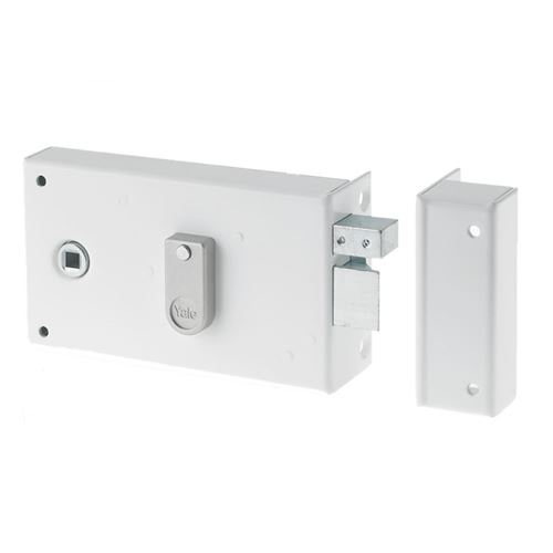 Yale Blanche - Serrure Applique De Grille Et Portail Horizontale Ouvrant Droite