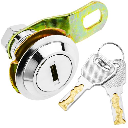 Serrure à came batteuse barillet 20mm x M18 avec clé plat