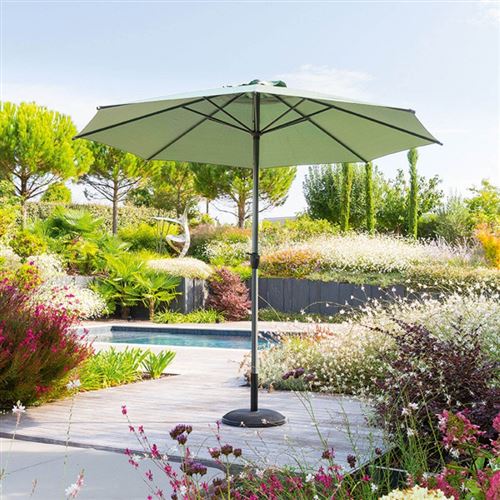 Parasol mat central rond 3m Loompa olive Hespéride