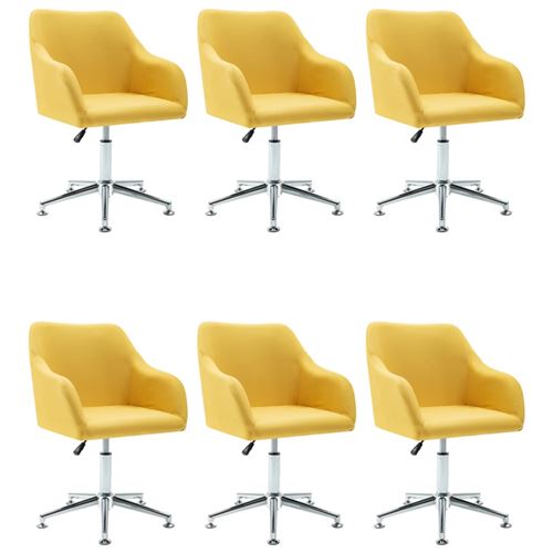 vidaXL 6 pcs Chaises pivotantes de salle à manger Jaune Tissu