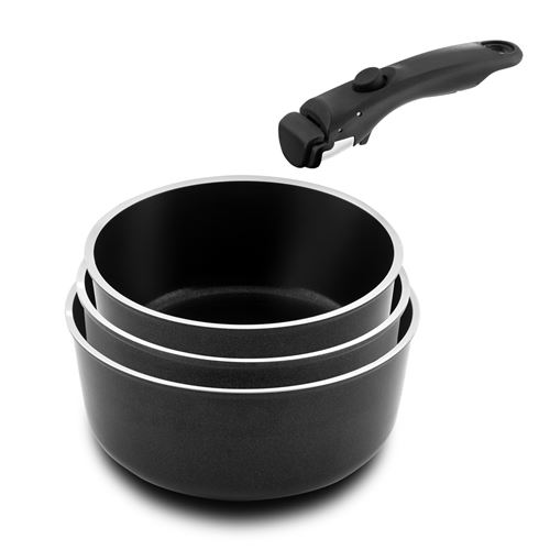 Non Communiqué Cuisinox - Arom - Série 3 Casseroles 16, 18 Et 20 Cm Avec Poignée Amovible