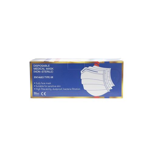 Boîte De 50 Masques Chirurgicaux En14683 : Type 2r - 99,5 % De Filtration