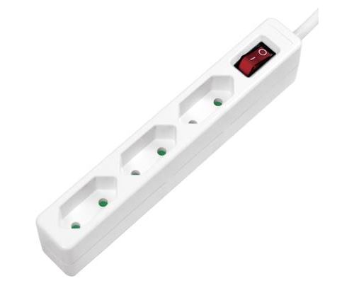 Bloc multiprise avec interrupteur LPS230 x3 blanc fiche avec contour