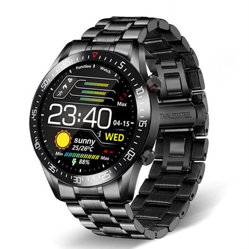 RUMOCOVO® Montre connectée pour Android, bracelet de sport pour hommes, écran tactile, étanche IP68, Bluetooth,2478 - Acier Noir