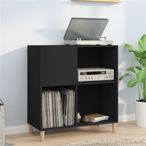 vidaXL Armoire à disques noir 84,5x38x89 cm bois d'ingénierie