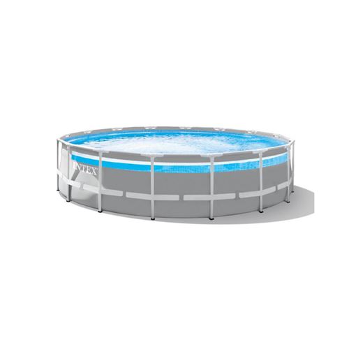 Kit piscine tubulaire Intex Prism Frame Clearview ronde 4,27 x 1,07 m + 6 cartouches de filtration + Bâche à bulles + Aspirateur
