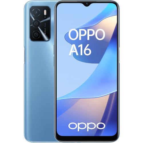 OPPO A16 - 4G smartphone - double SIM - RAM 3 Go / Mémoire interne 32 Go - microSD slot - Écran LCD - 6.52 - 1600 x 720 pixels (60 Hz) - 3 x caméras arrière 13 MP, 2 MP, 2 MP - front camera 8 MP - bleu perle