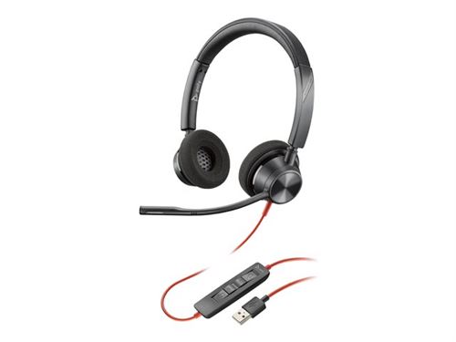 Poly Blackwire 3320 - Blackwire 3300 Series - Micro-Casque - Sur-Oreille - Filaire - Usb-A - Noir