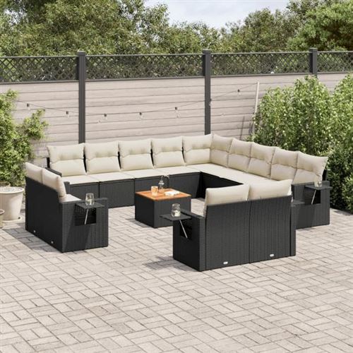 Vidaxl Noir Salon De Jardin 14 Pcs Résine Tressée - Image 2