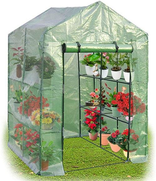 Giantex Serre de Jardin Tente de Plante avec 1 Porte Tissu de PE + Fer 143 x 143 x 195 cm Verte