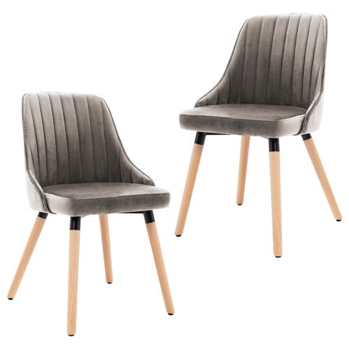 vidaXL Chaises de salle à manger 2 pcs Gris clair Velours