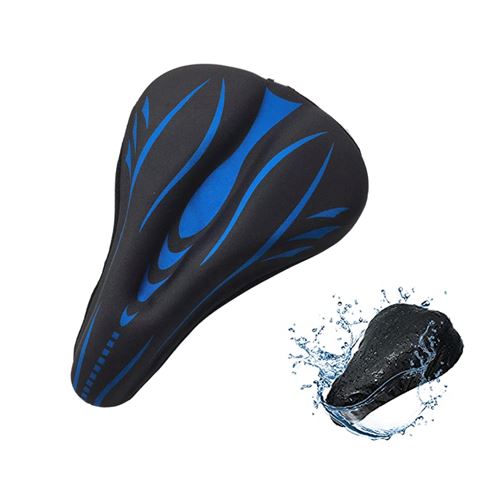 Housse de Selle de Vélo Coussin de Selle pour Vélo en Gel avec Etui Imperméable - Bleu Noir